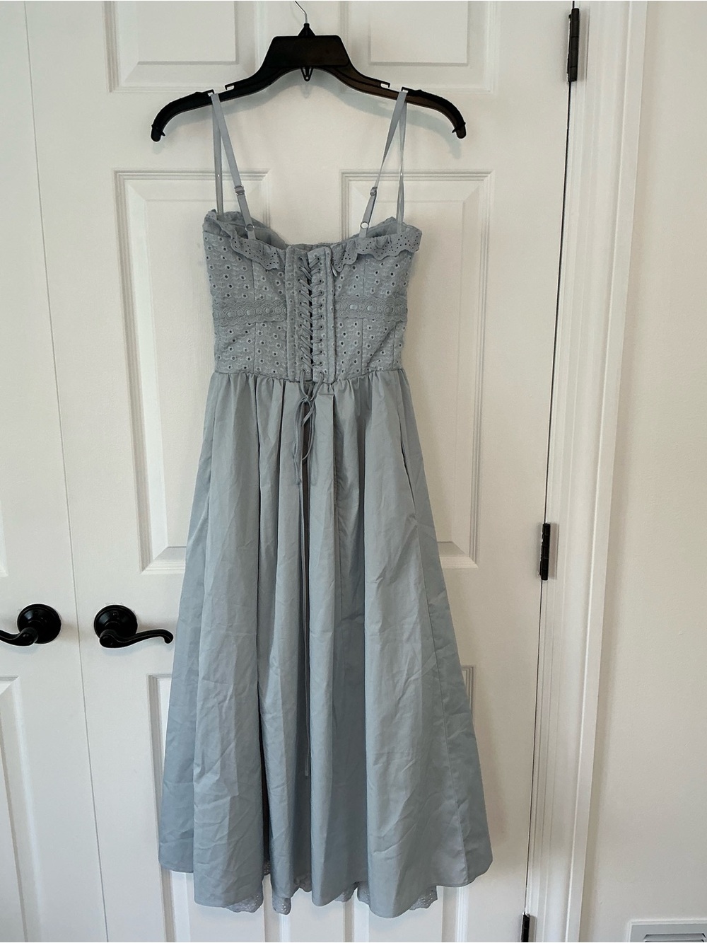 HOUSE of CB Jamie Cotton Broderie Anglais Midi Sundress | Soft Blue | Size XS - Picture 10 of 14